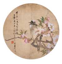 任伯年 乙酉（1885年）作 花鸟 扇面